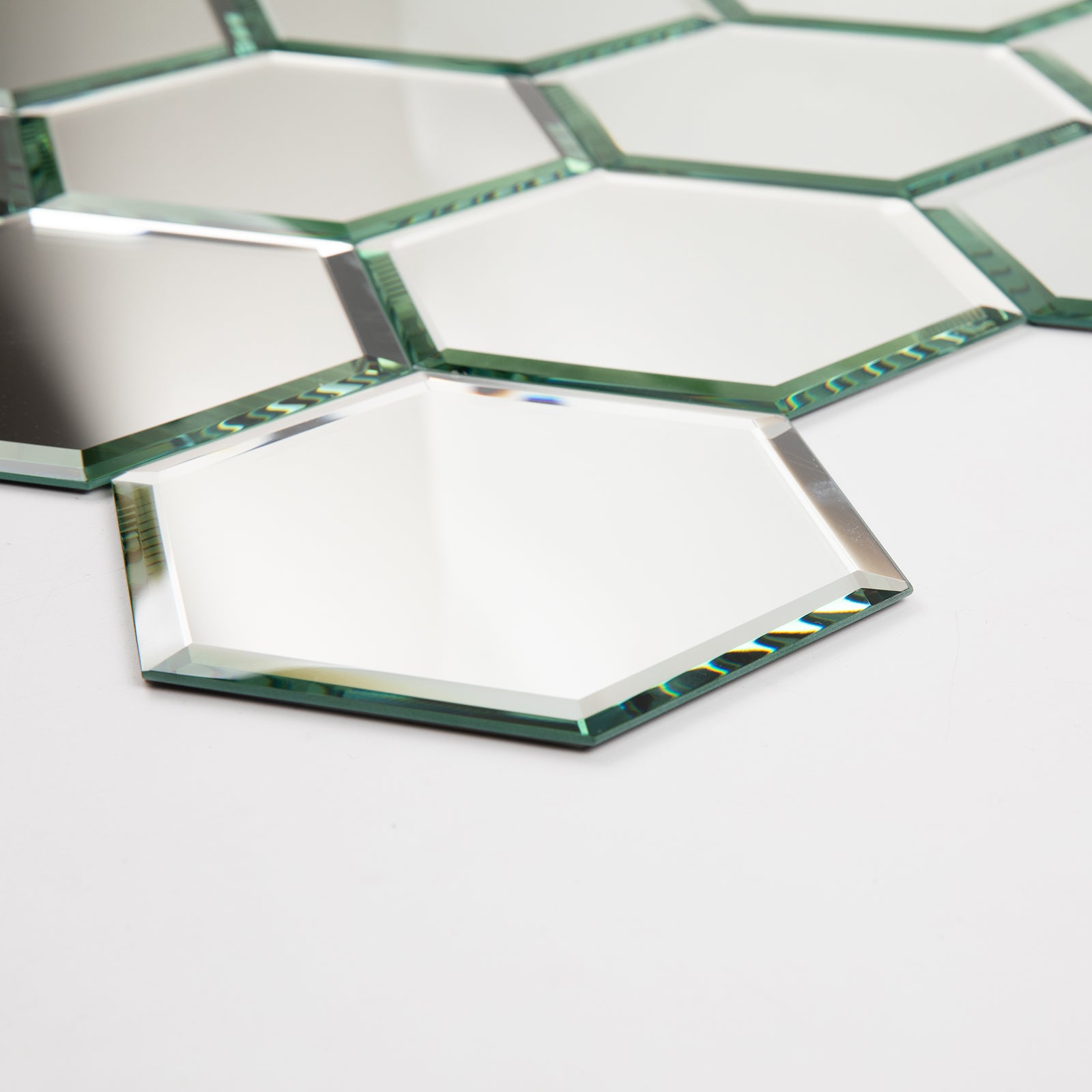 Mirror Backsplash Glass Tiles, Peel And Stick, Silver, Hexagon, 5*6 inch, Beveled Edge, MT31