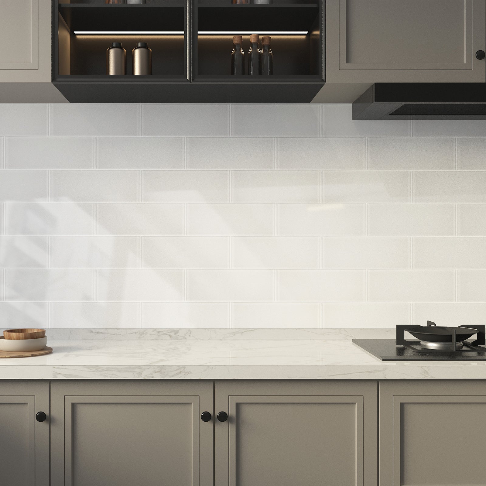 Glass Subway Tiles, 4*12 inch, White, Pack of 12 Pcs, GS14