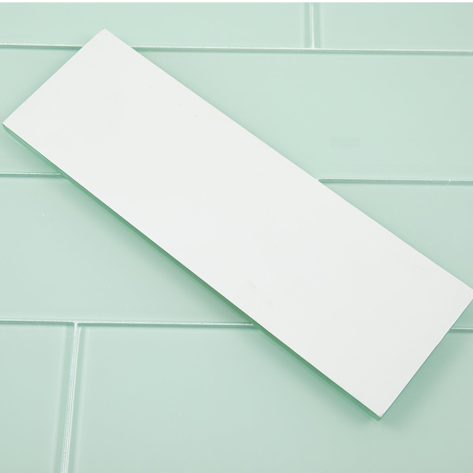 Glass Subway Tiles, 4*12 inch, Light Green, Pack of 12 Pcs, GS10