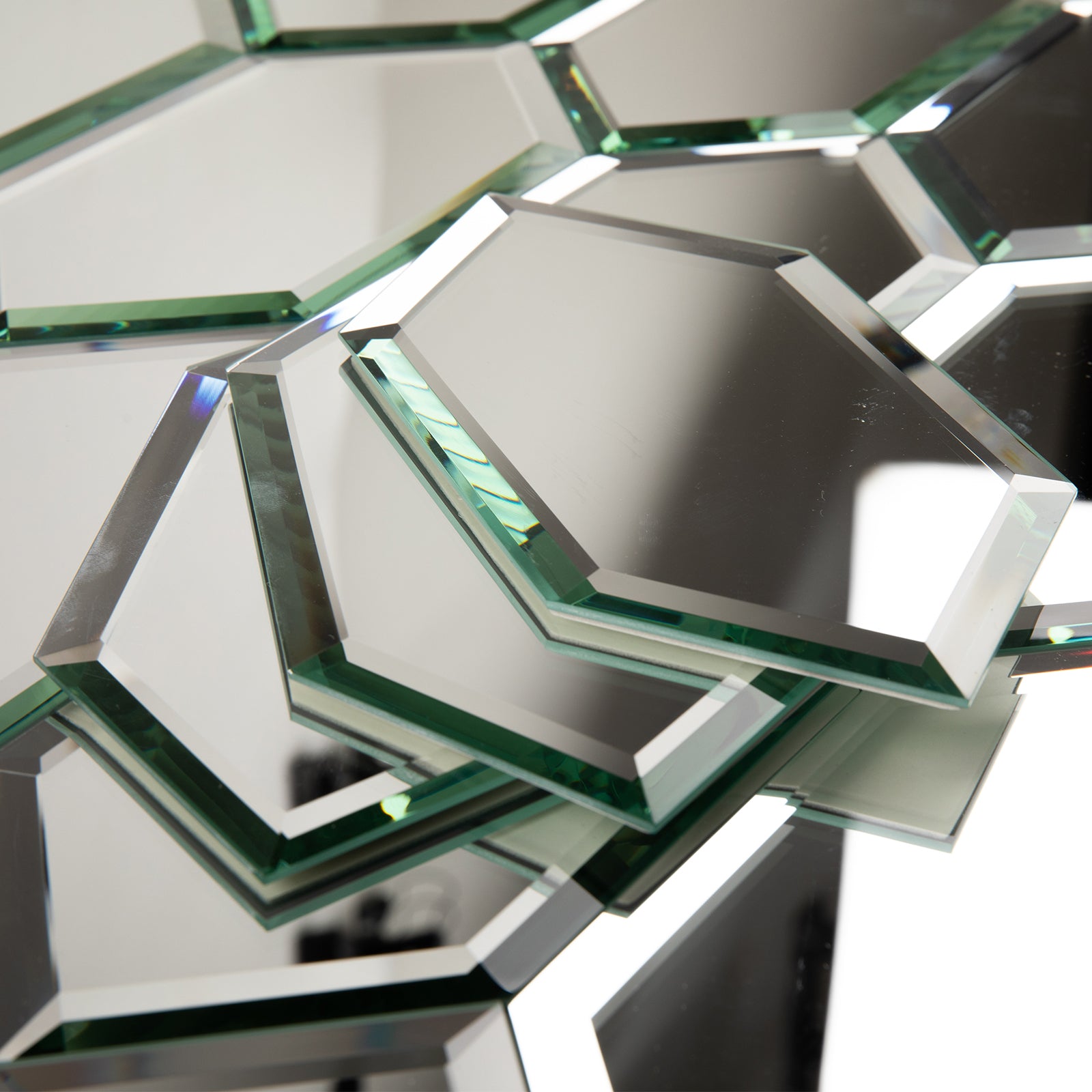 Mirror Backsplash Glass Tiles, Peel And Stick, Silver, Long Hexagon, 4*6 inch, Beveled Edge, MT32