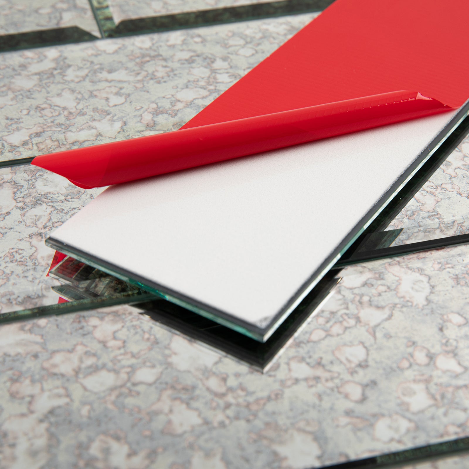 Antique Mirror Glass Subway Tile with Beveled Edge, Peel and Stick, 3*10 inch, Silver, MT23