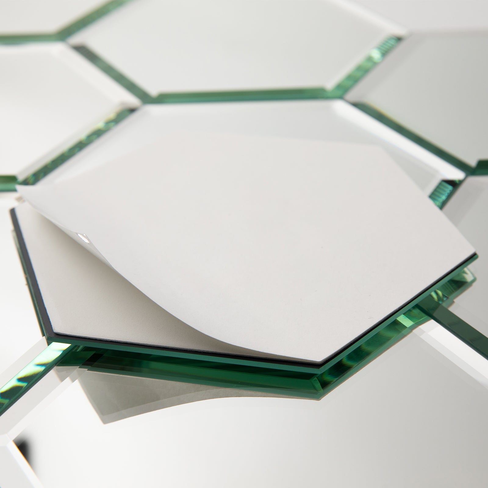 Mirror Backsplash Glass Tiles, Peel And Stick, Silver, Hexagon, 5*6 inch, Beveled Edge, MT31
