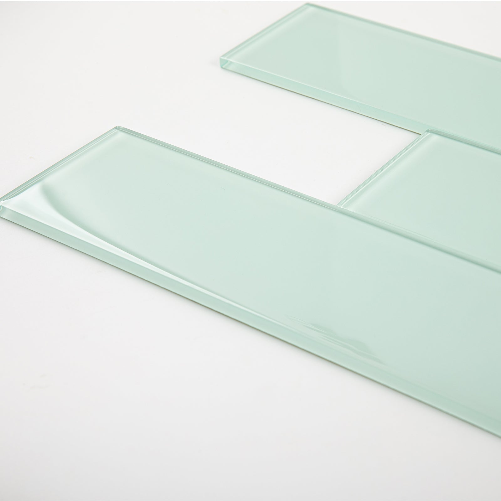 Glass Subway Tiles, 4*12 inch, Light Green, Pack of 12 Pcs, GS10