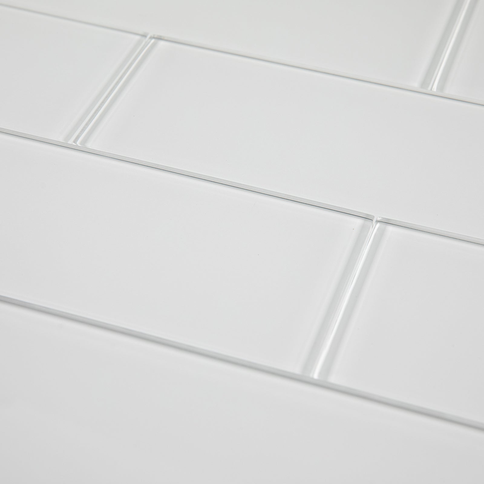 Glass Subway Tiles, 4*12 inch, White, Pack of 12 Pcs, GS14