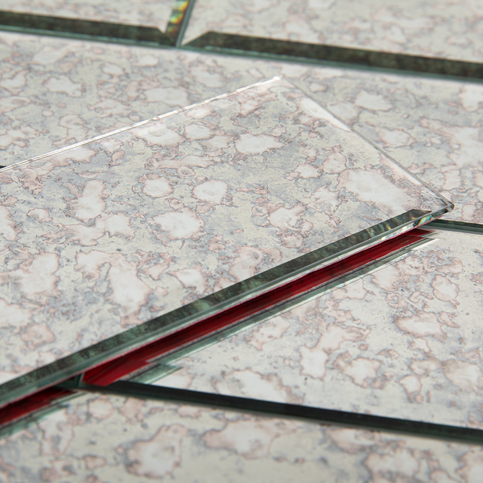 Antique Mirror Glass Subway Tile with Beveled Edge, Peel and Stick, 3*10 inch, Silver, MT23