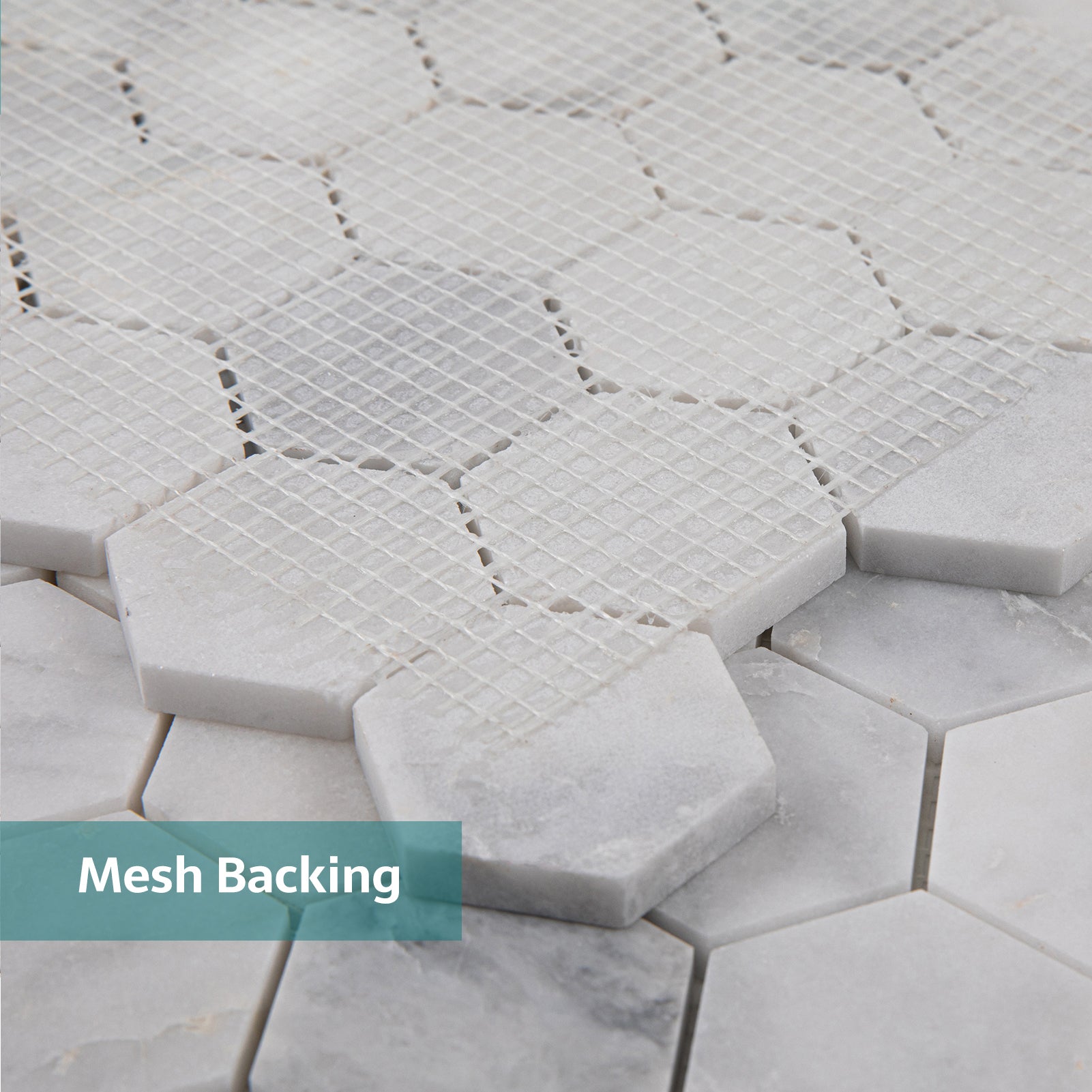 White Marble Mosaic Tiles, 2 inch Hexagon, Honed, 5 Sheet, CA40