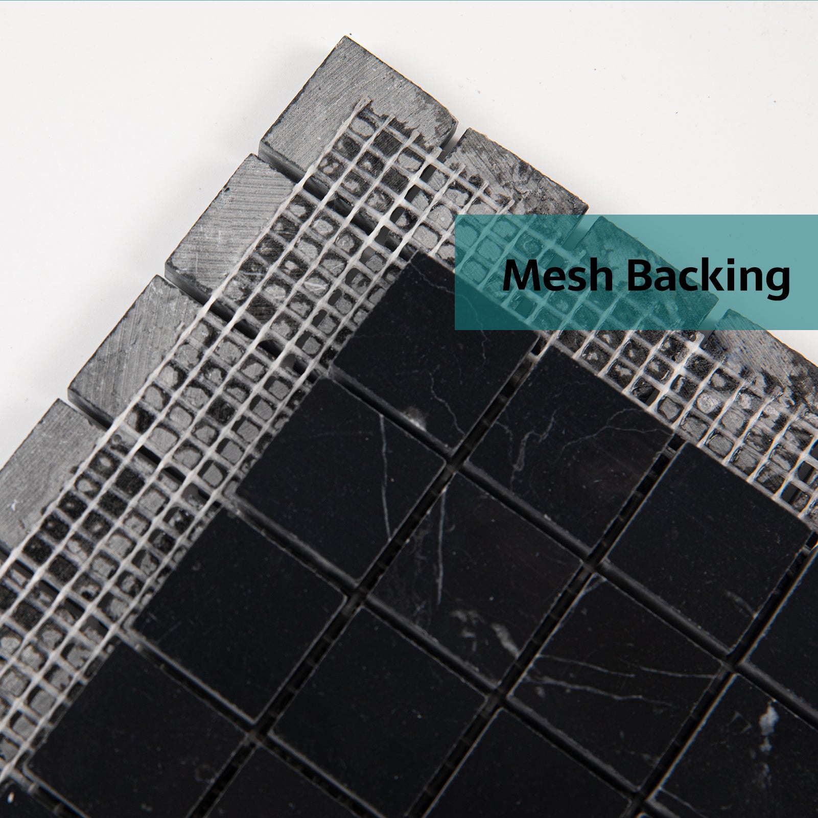 Nero Marquina Marble Mosaic Tiles, 1 inch Square, Honed, 5 Sheet, CA46