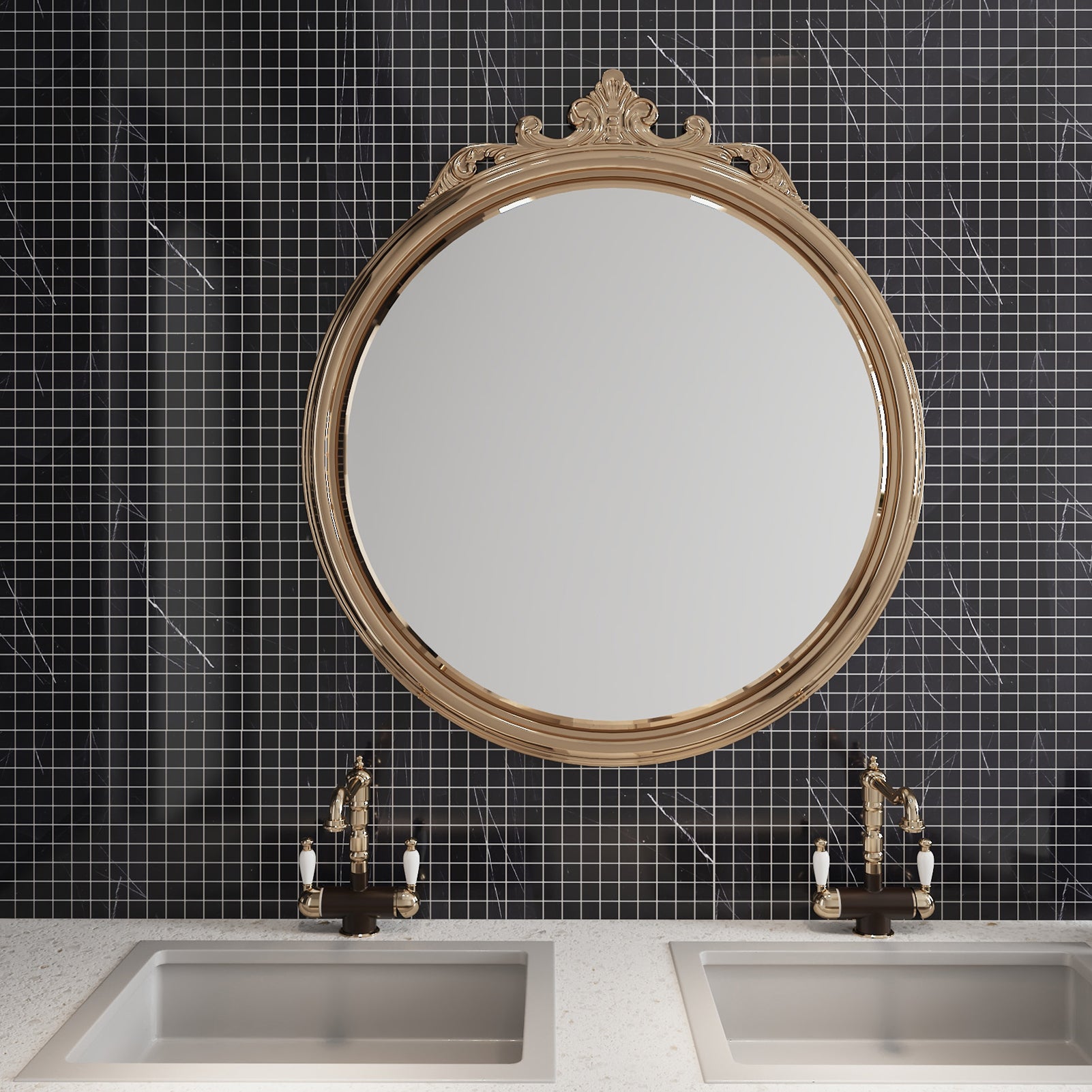 Nero Marquina Marble Mosaic Tiles, 1 inch Square, Honed, 5 Sheet, CA46