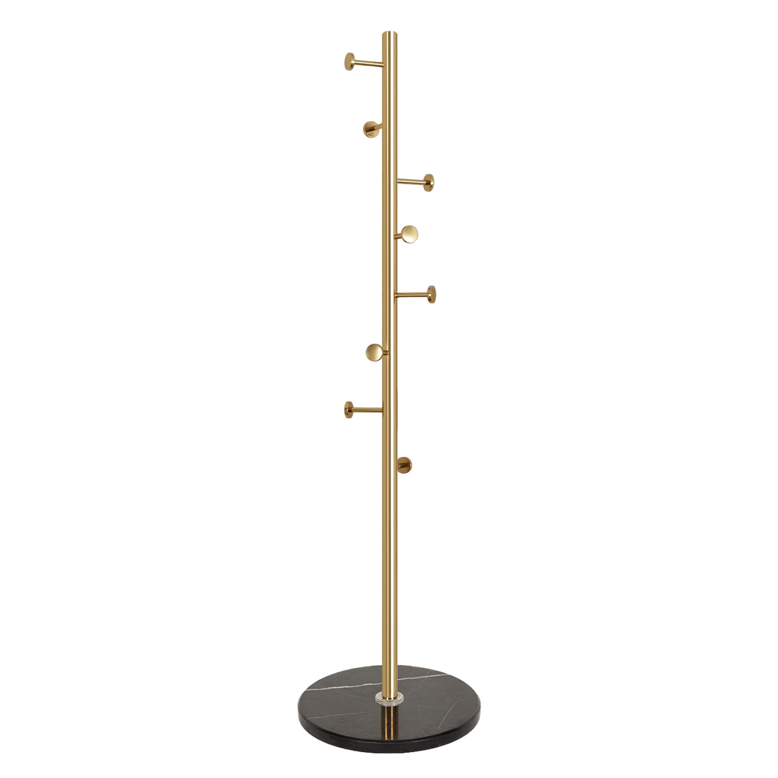 Black Marble Base Gold 304 Stainless Steel Metal Coat Rack Stand Freestanding Clothes Tree Hanger with 8 Hooks, HD10