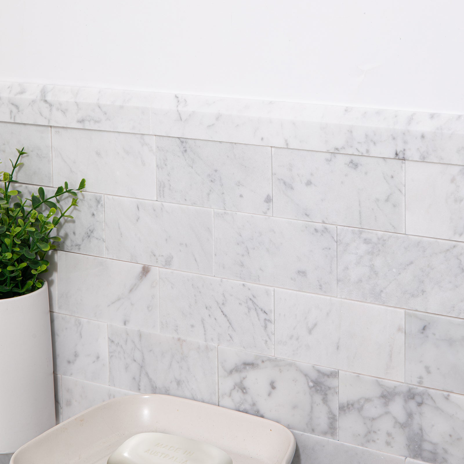 Carrara Marble Pencil Trim Molding, 3/8 x 12 inch polished(10-Pack)