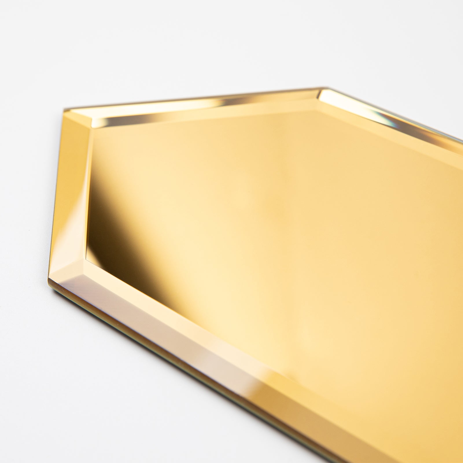 Mirror Backsplash Glass Tiles, Peel And Stick, Gold, Long Hexagon, 4*6 inch, Beveled Edge, MT47