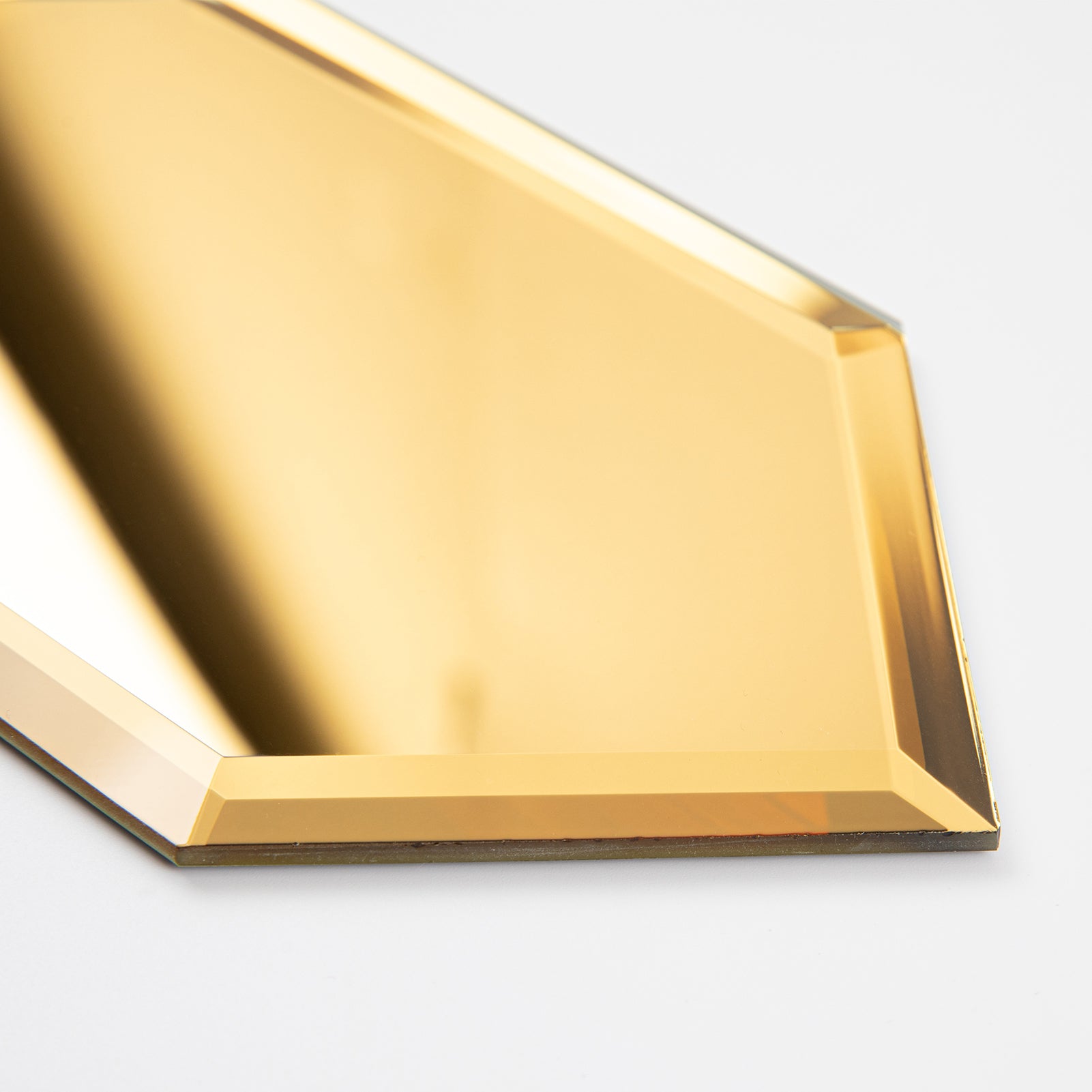 Mirror Backsplash Glass Tiles, Peel And Stick, Gold, Long Hexagon, 4*6 inch, Beveled Edge, MT47