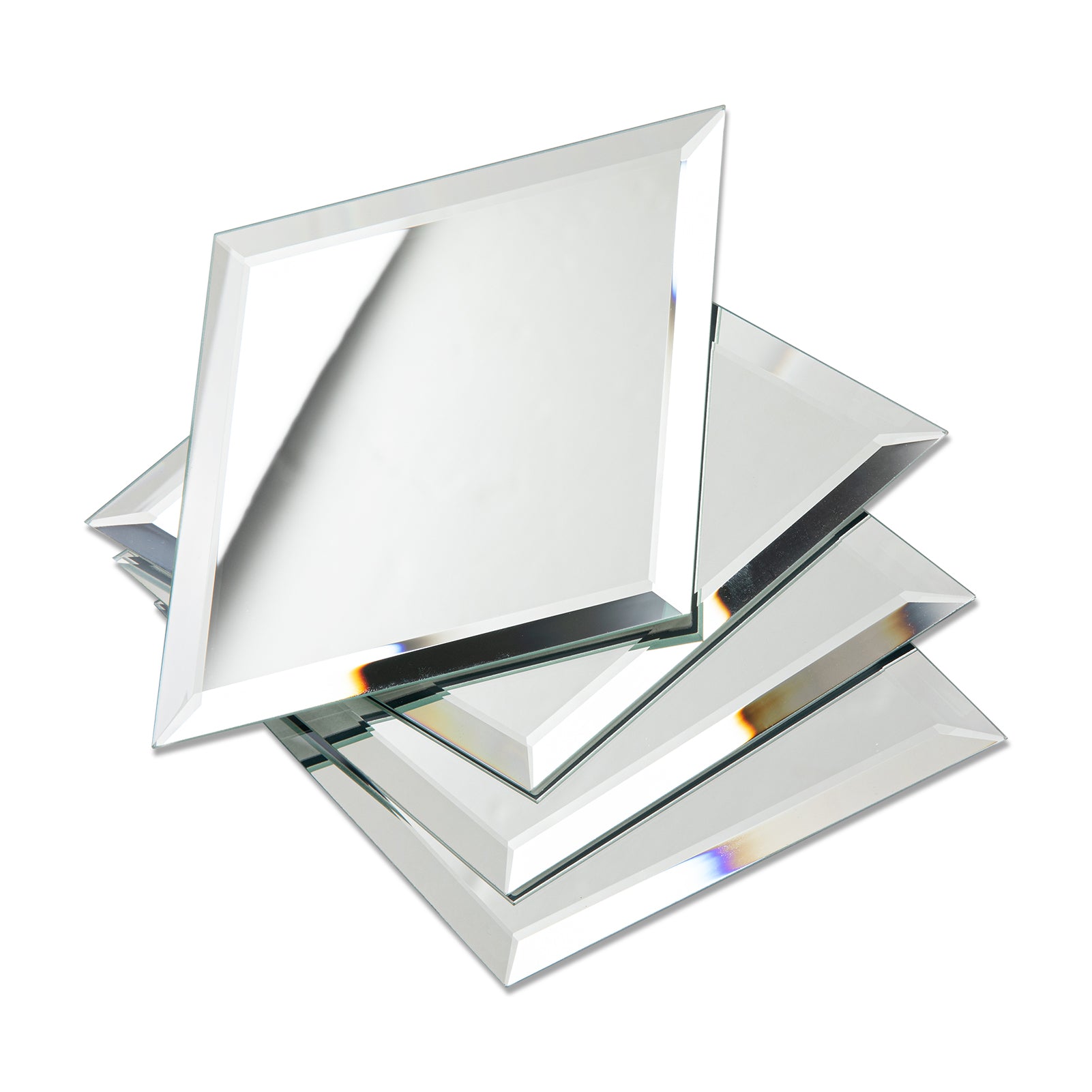 Mirror Backsplash Glass Tiles, Peel And Stick, Silver, Diamond, 6*8 inch, Beveled Edge, MT49