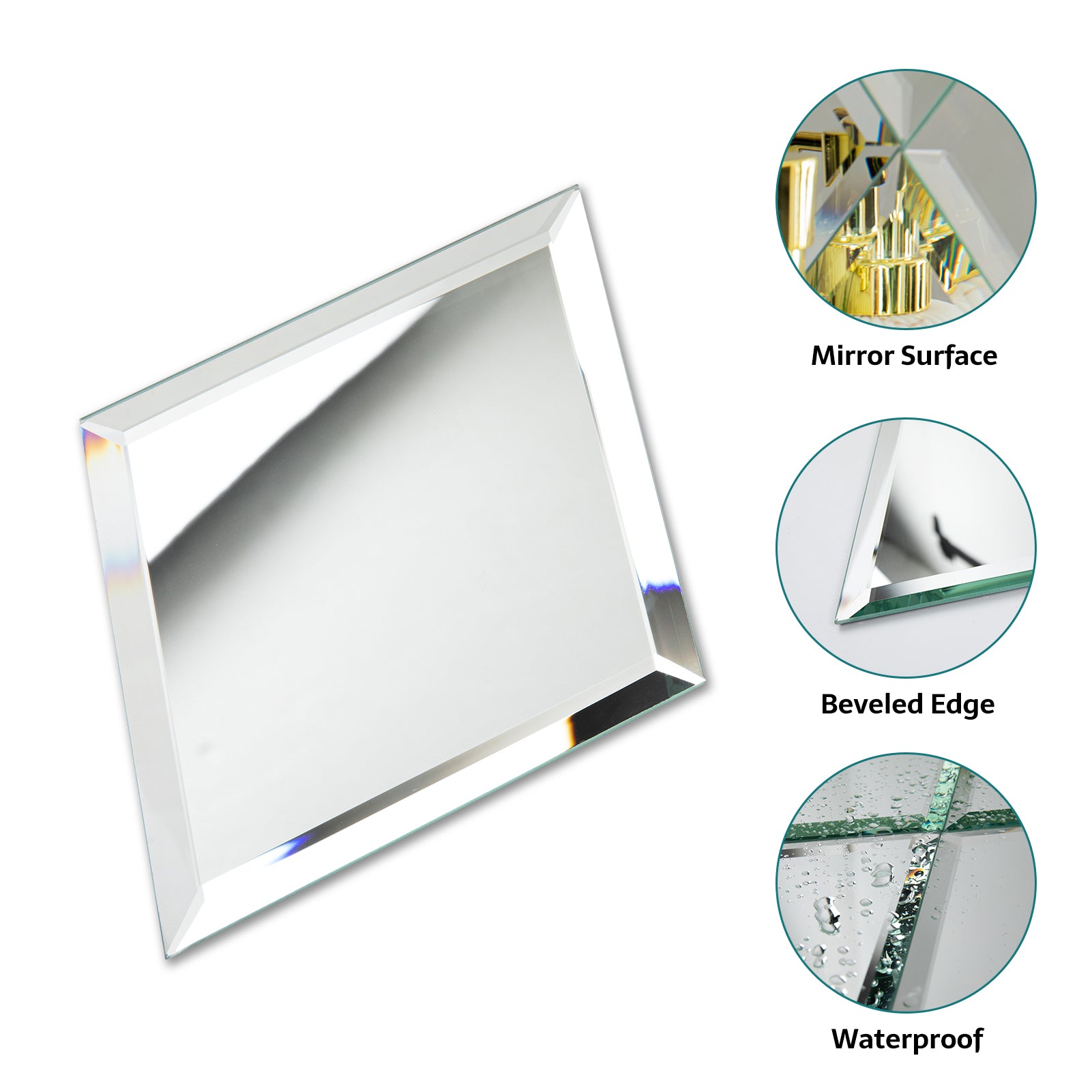 Mirror Backsplash Glass Tiles, Peel And Stick, Silver, Diamond, 6*8 inch, Beveled Edge, MT49
