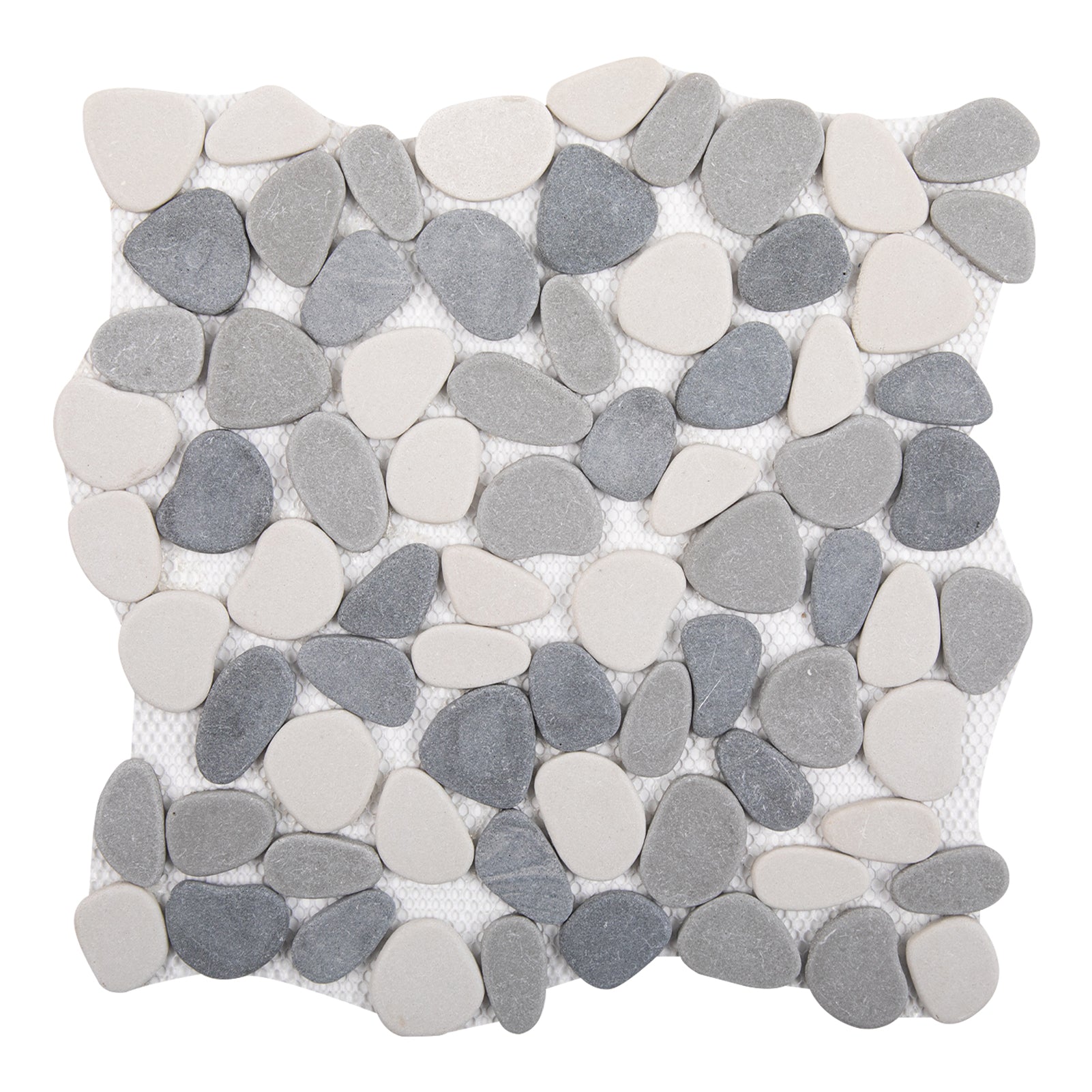 Pebble Tile for Shower Floor, Grey and White, Honed, 5 Sheet, PB3