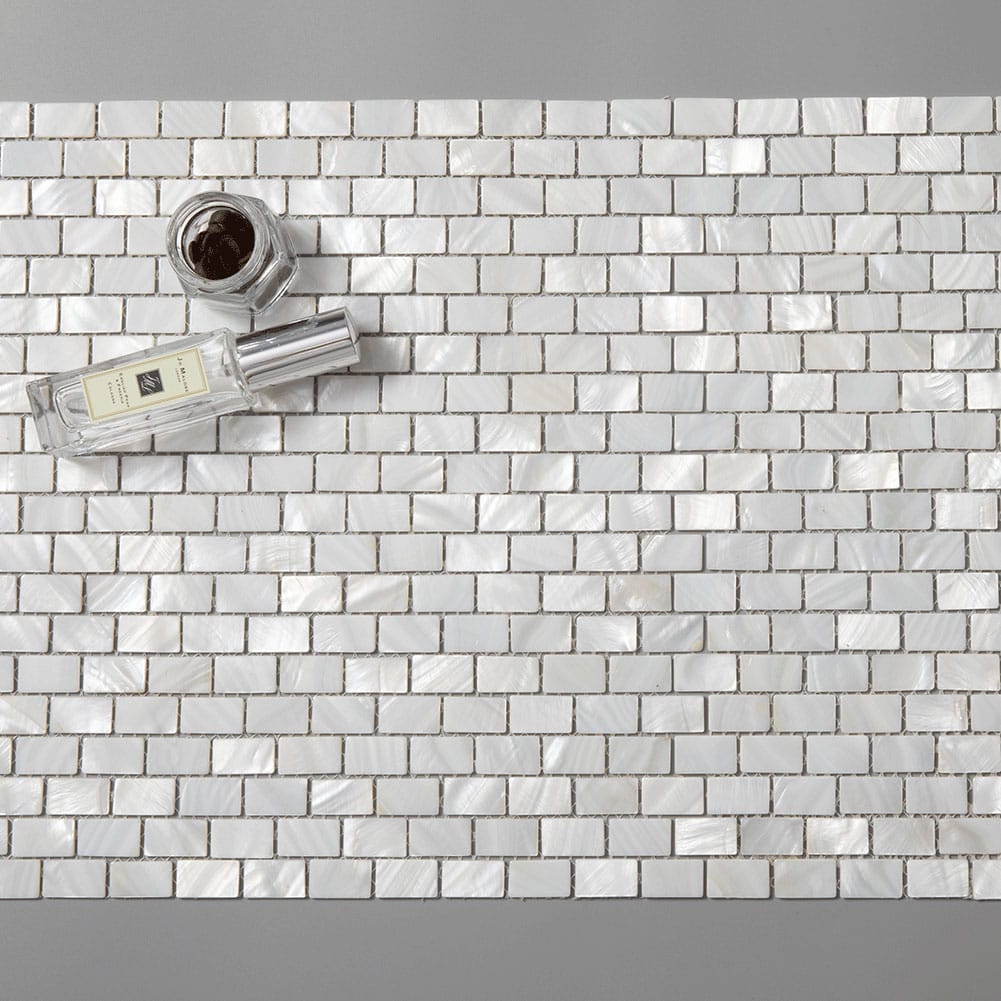 Mother of Pearl Shell Subway Mosaic Tile (White, 10-Pack)