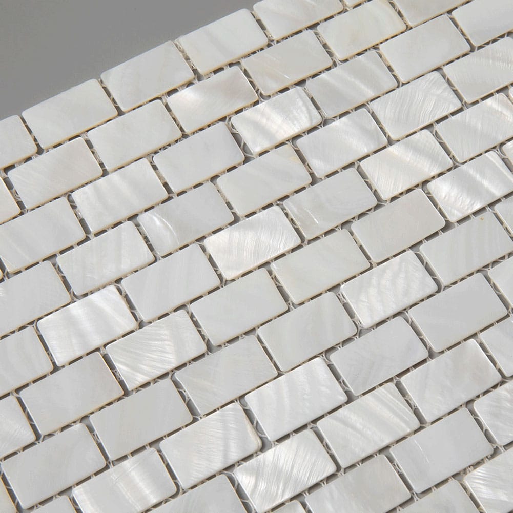Mother of Pearl Shell Subway Mosaic Tile (White, 10-Pack)