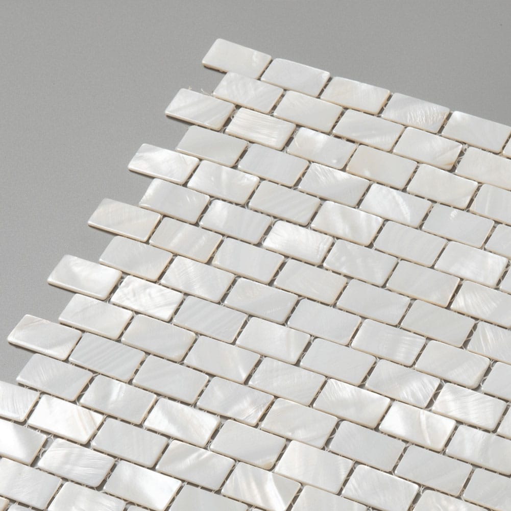 Mother of Pearl Shell Subway Mosaic Tile (White, 10-Pack)