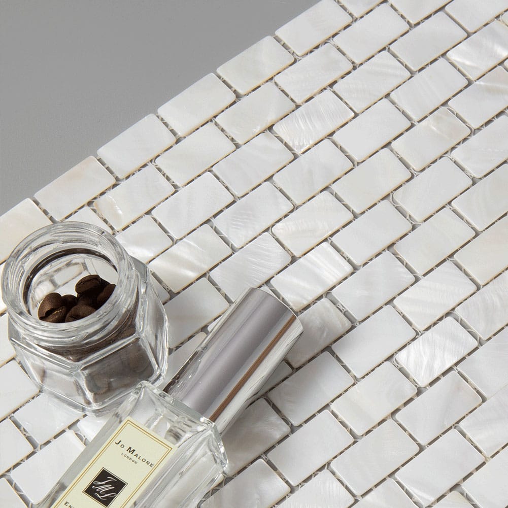 Mother of Pearl Shell Subway Mosaic Tile (White, 10-Pack)