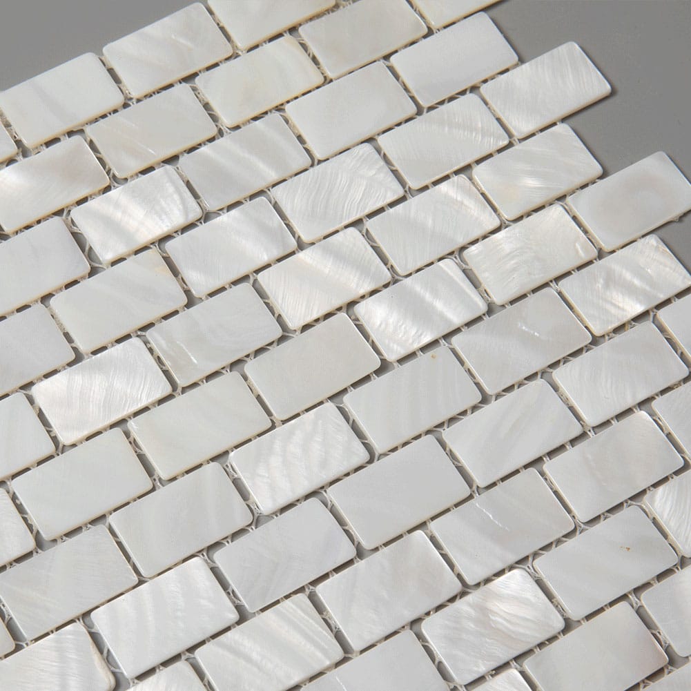 Mother of Pearl Shell Subway Mosaic Tile (White, 10-Pack)