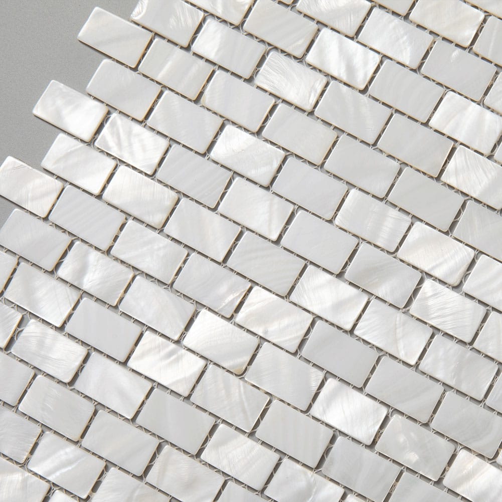 Mother of Pearl Shell Subway Mosaic Tile (White, 10-Pack)