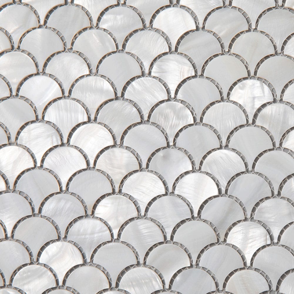 Mother of Pearl Shell Fish-Scale Mosaic Tile (Super White, 10-Pack)