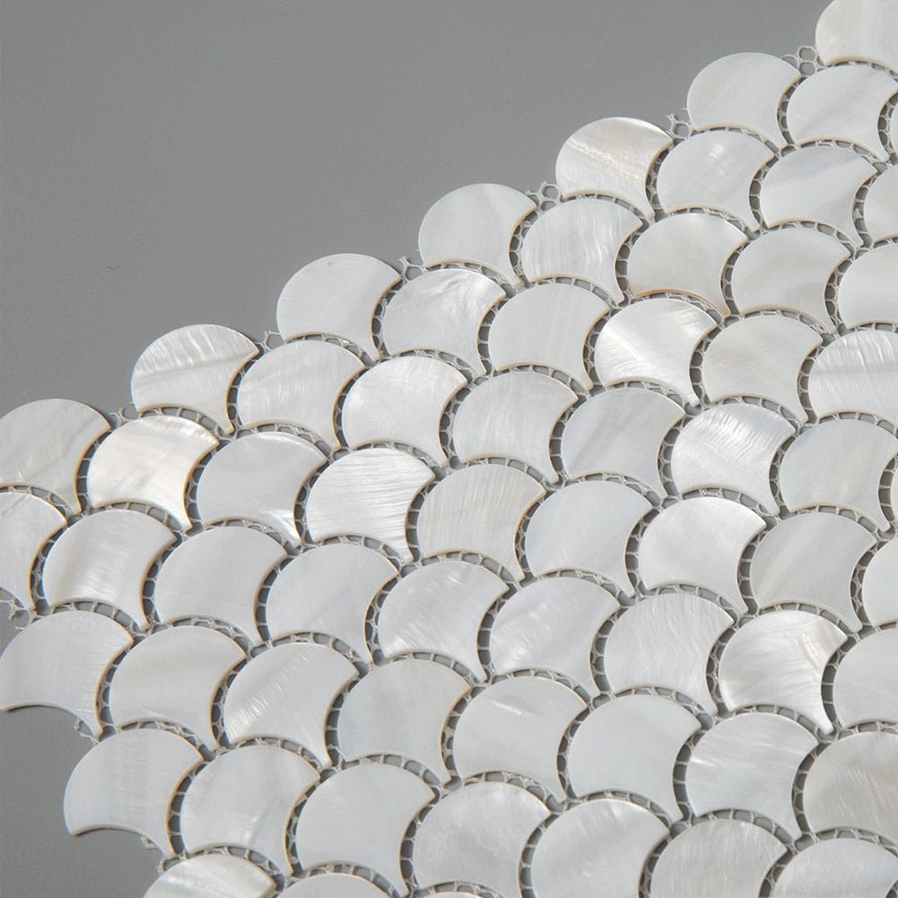 Mother of Pearl Shell Fish-Scale Mosaic Tile (Super White, 10-Pack)