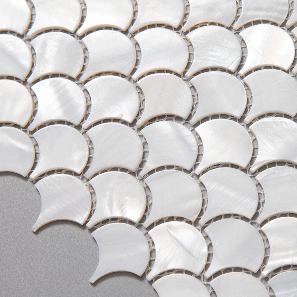 Mother of Pearl Shell Fish-Scale Mosaic Tile (Super White, 10-Pack)