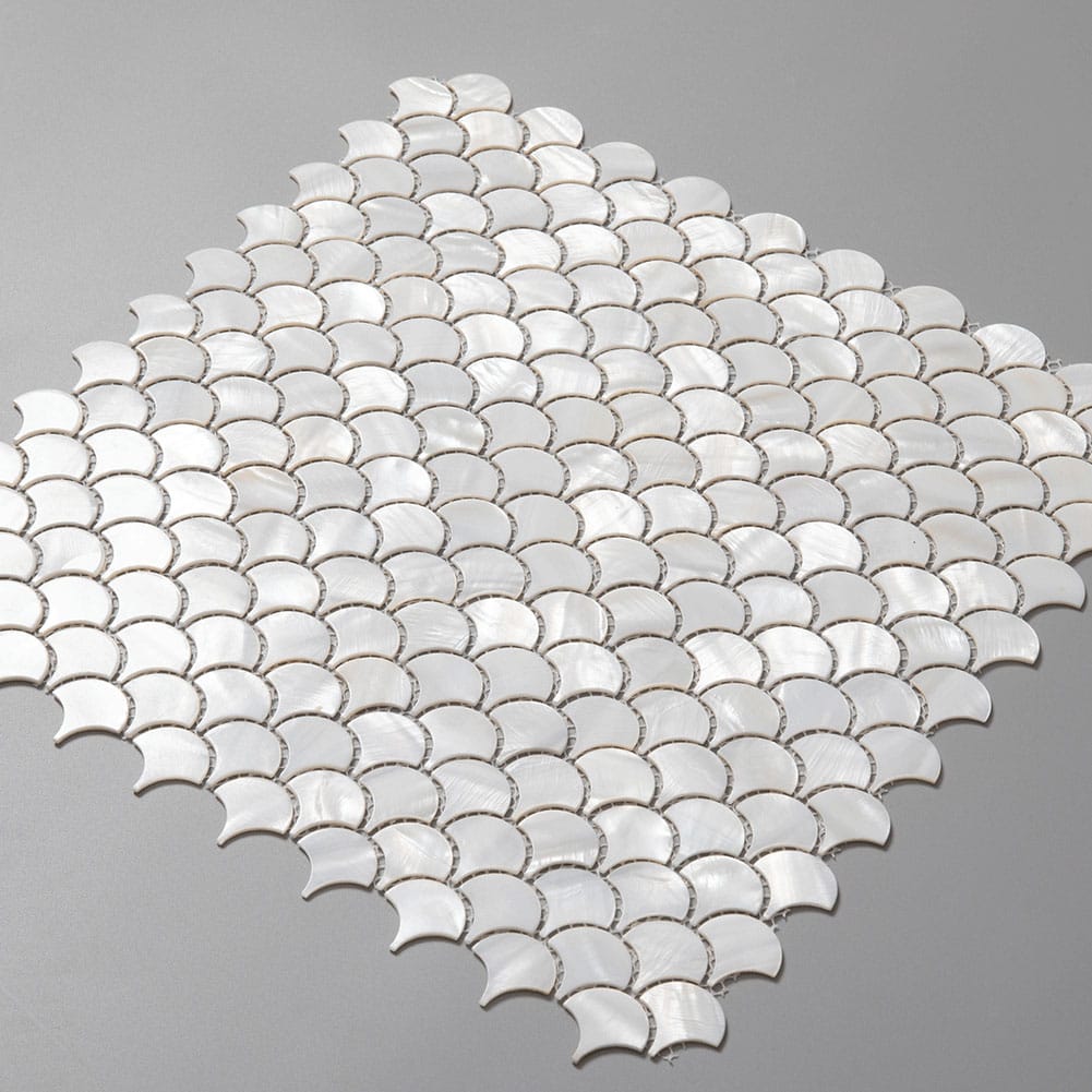 Mother of Pearl Shell Fish-Scale Mosaic Tile (Super White, 10-Pack)