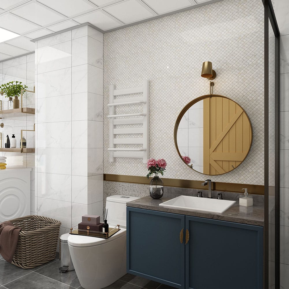 Mother of Pearl Shell Fish-Scale Mosaic Tile (Super White, 10-Pack)