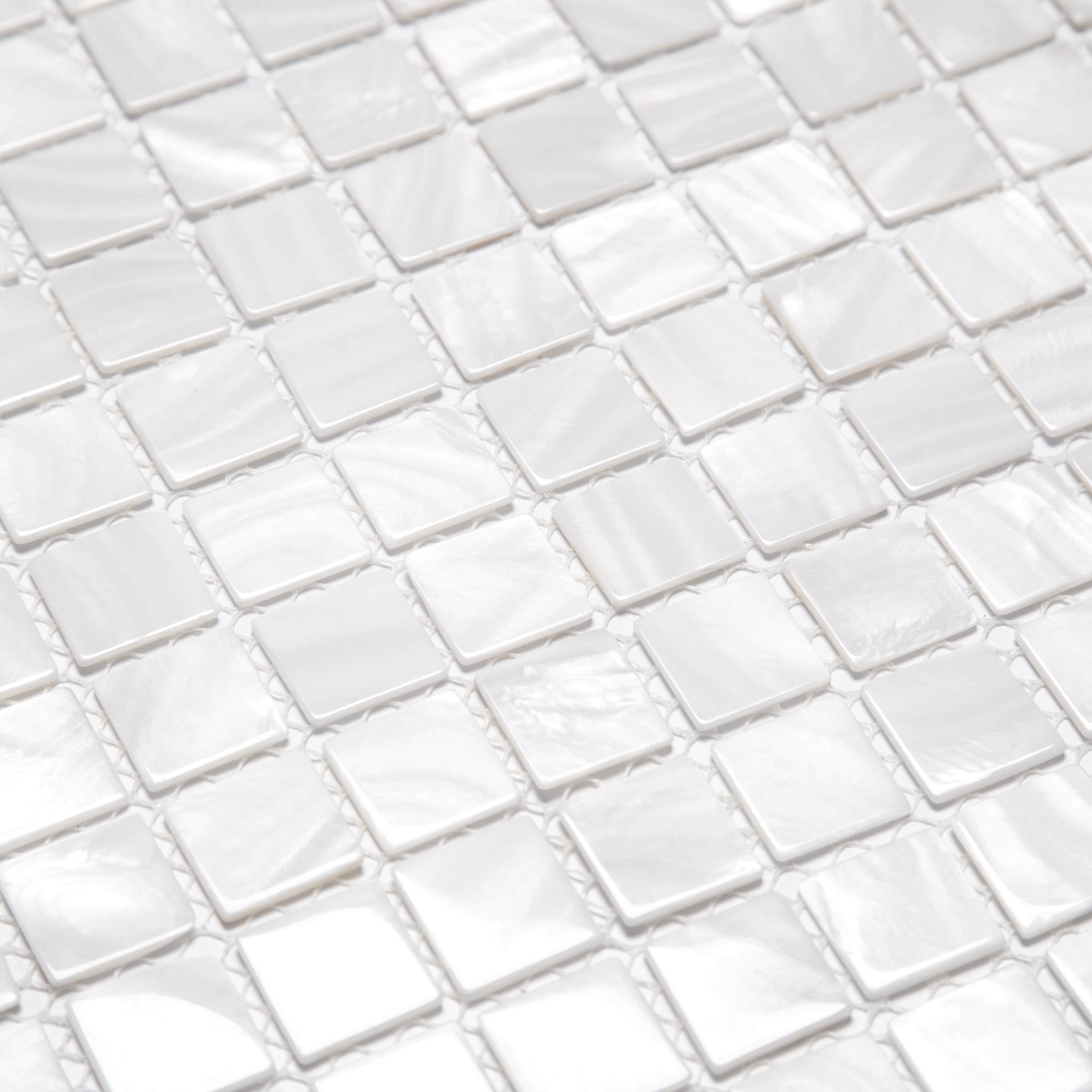 Mother of Pearl Shell Square Mosaic Tile (Super White, 10-Pack)