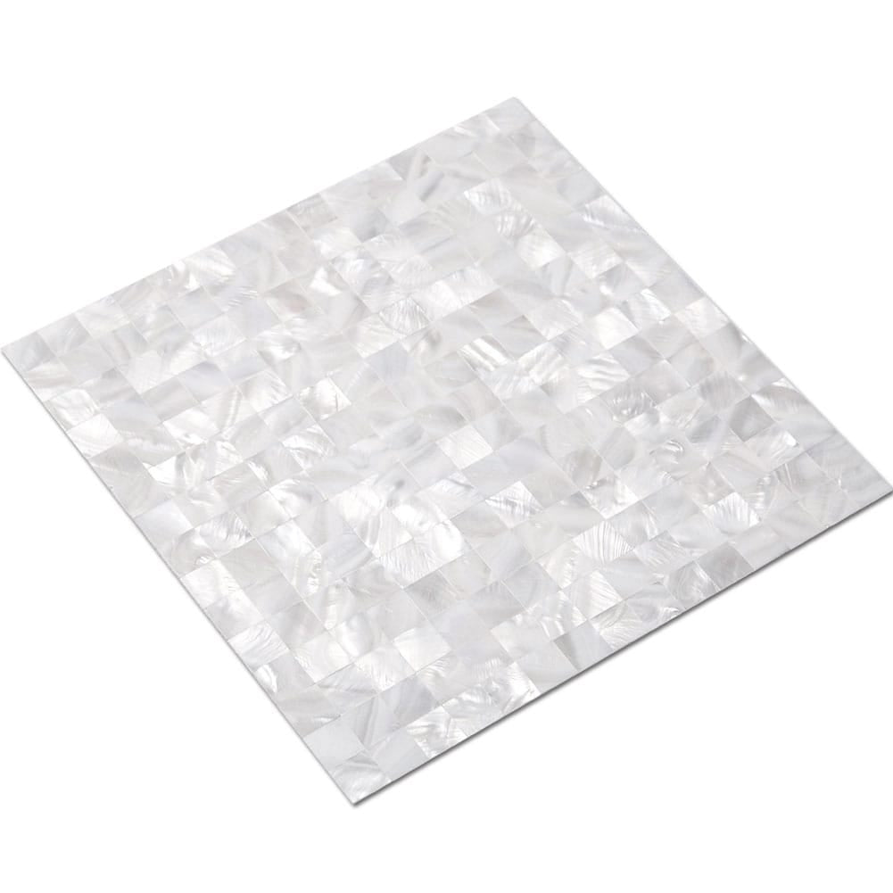 Mother of Pearl Shell Square Mosaic Tile Seamless (Super White, 10-Pack)