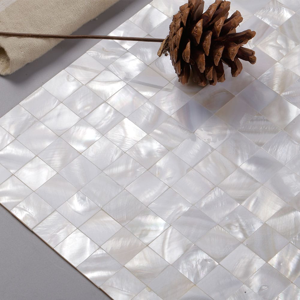 Mother of Pearl Shell Square Mosaic Tile Seamless (Super White, 10-Pack)