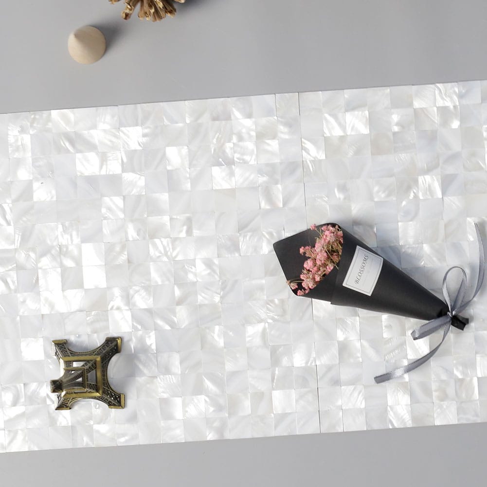 Mother of Pearl Shell Square Mosaic Tile Seamless (Super White, 10-Pack)