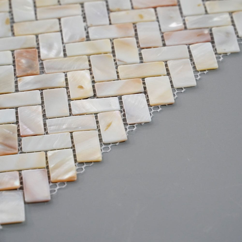 Mother of Pearl Shell Herringbone Mosaic Tile (Colorful, 10-Pack)