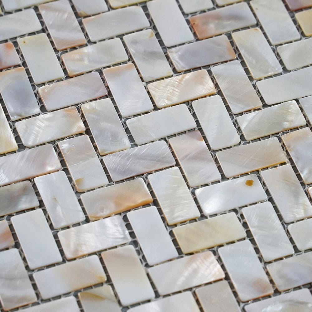 Mother of Pearl Shell Herringbone Mosaic Tile (Colorful, 10-Pack)