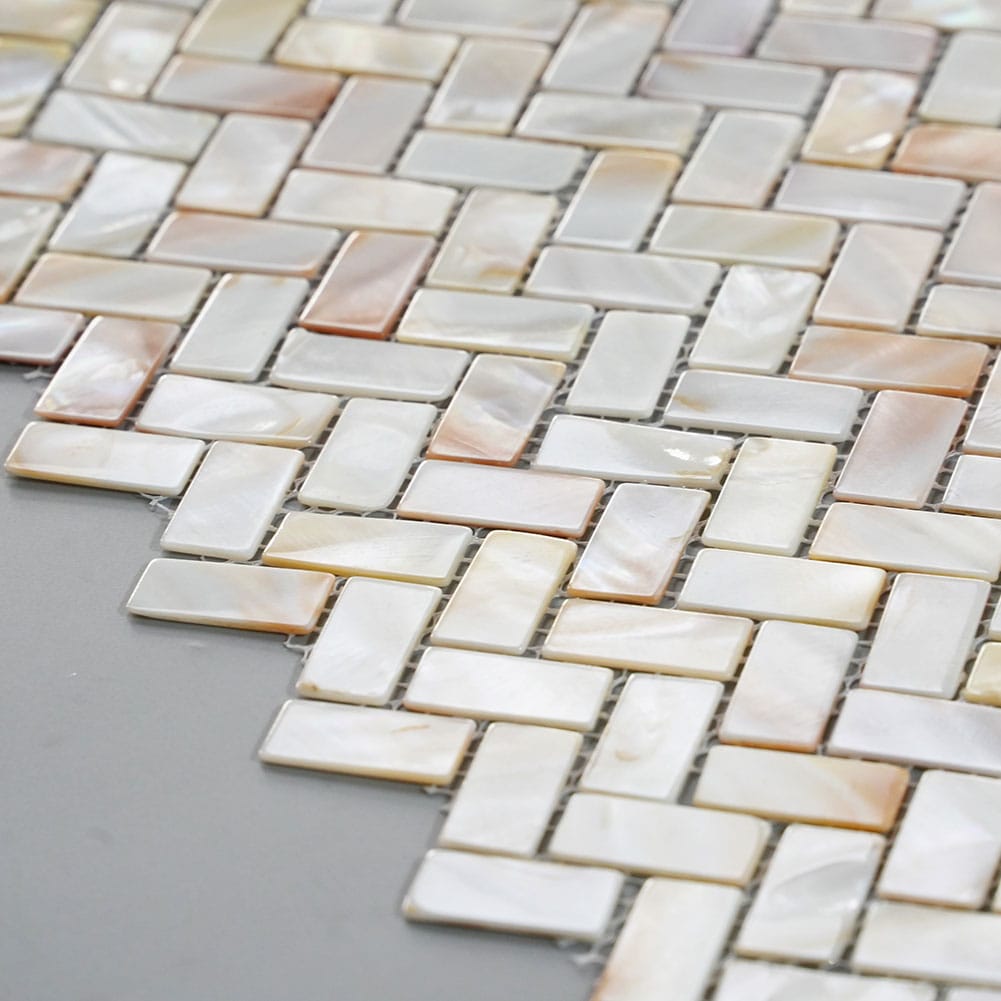 Mother of Pearl Shell Herringbone Mosaic Tile (Colorful, 10-Pack)
