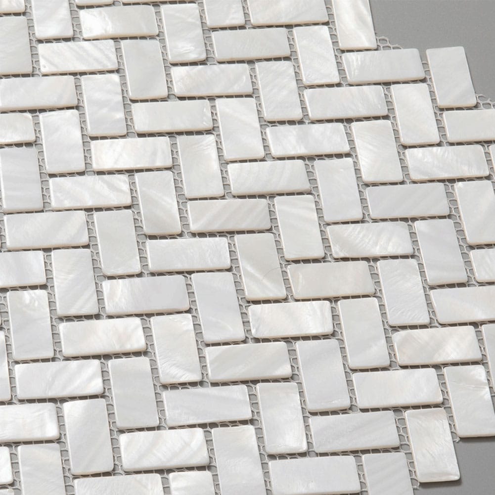 Mother of Pearl Shell Herringbone Mosaic Tile (White, 10-Pack)