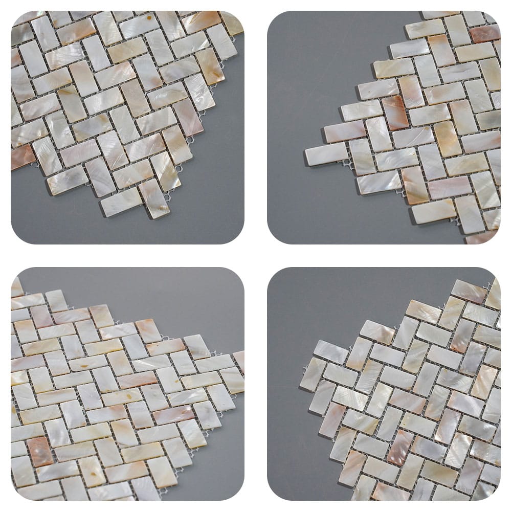 Mother of Pearl Shell Herringbone Mosaic Tile (Colorful, 10-Pack)