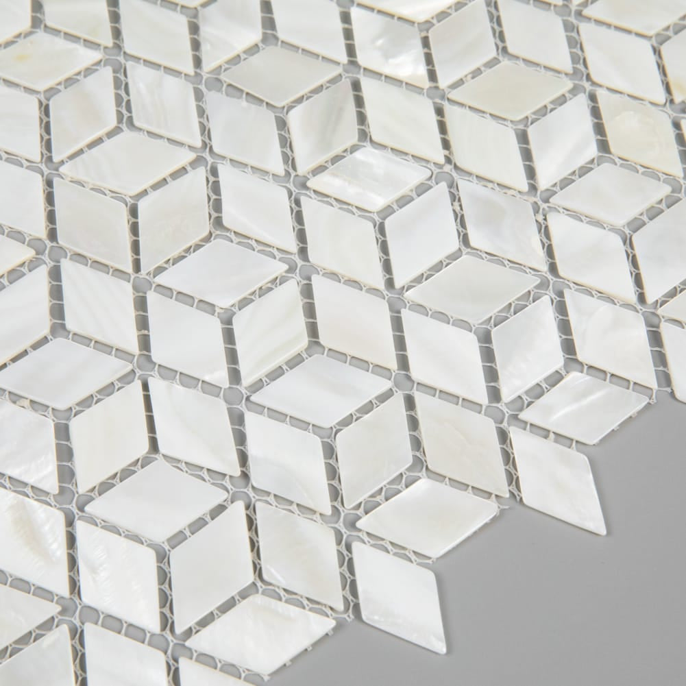Mother of Pearl Shell Diamond Mosaic Tile (Super White, 10-Pack)