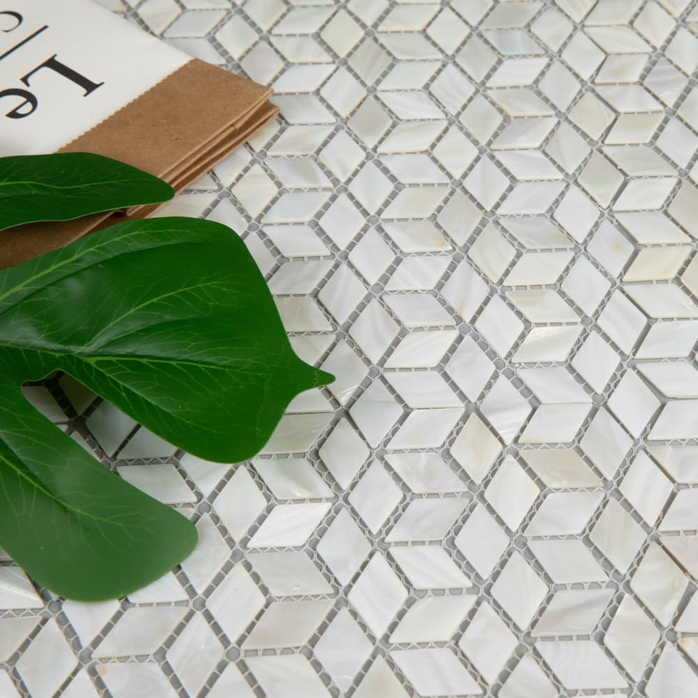 Mother of Pearl Shell Diamond Mosaic Tile (Super White, 10-Pack)