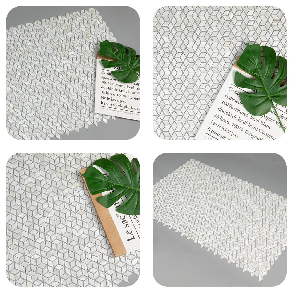 Mother of Pearl Shell Diamond Mosaic Tile (Super White, 10-Pack)