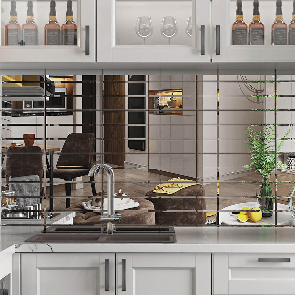 Mirror Glass Subway Tile with Beveled Edge, 3*12 inch, Silver, BL0004