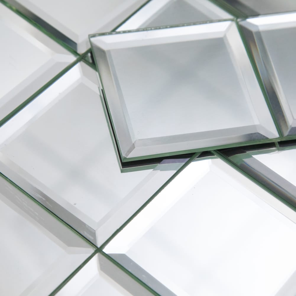 Mirror Glass Tile, Silver Square with Beveled Edge, 3*3 inch, BL0005