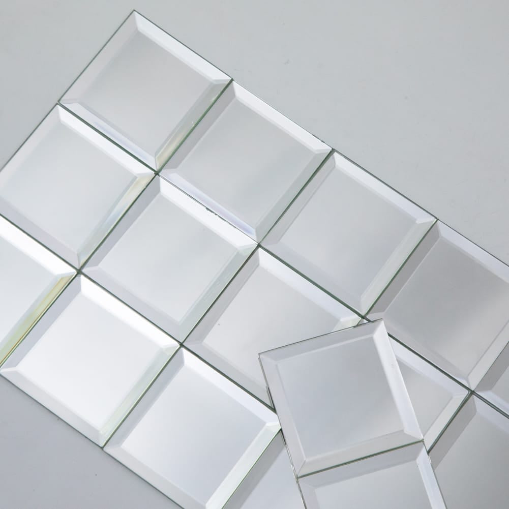 Mirror Glass Tile, Silver Square with Beveled Edge, 3*3 inch, BL0005