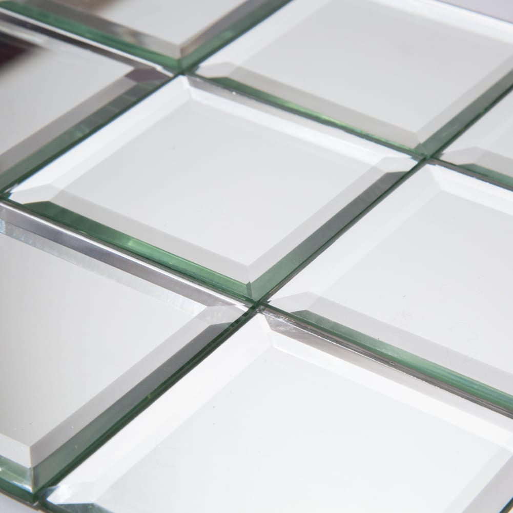 Mirror Glass Tile, Silver Square with Beveled Edge, 3*3 inch, BL0005