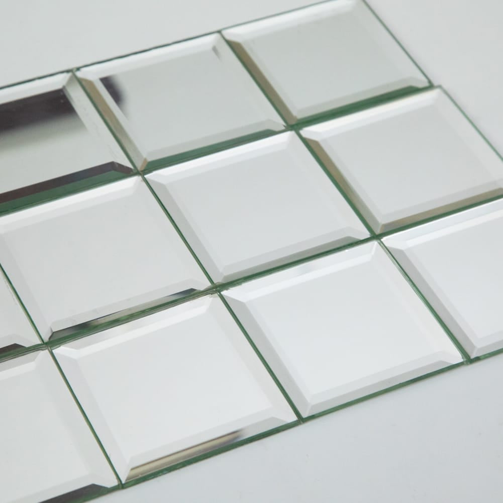 Mirror Glass Tile, Silver Square with Beveled Edge, 3*3 inch, BL0005