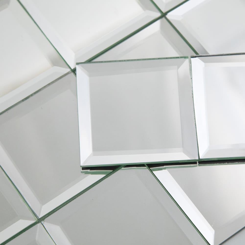 Mirror Glass Tile, Silver Square with Beveled Edge, 3*3 inch, BL0005