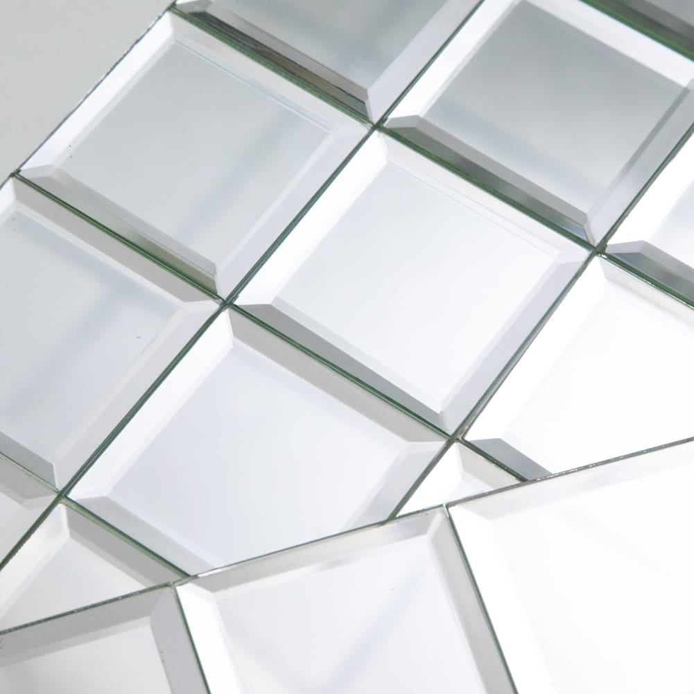 Mirror Glass Tile, Silver Square with Beveled Edge, 3*3 inch, BL0005