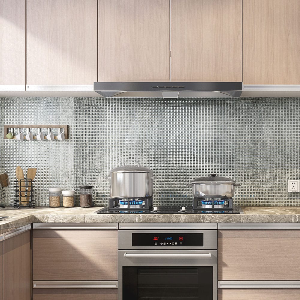 Beveled Square Mirror Glass Mosaic Tile Silver 12 x 12 Inch (5-Pack)